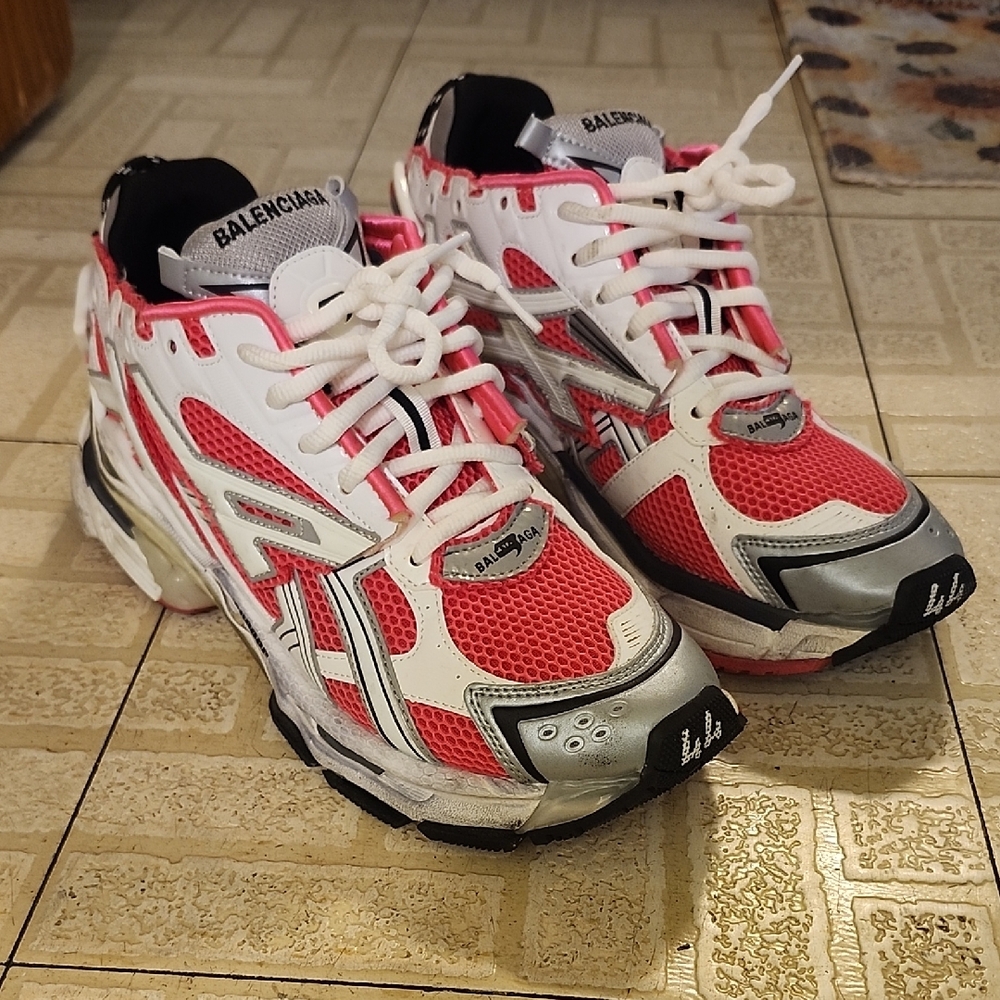 Balenciaga Red and White Athletic Shoes